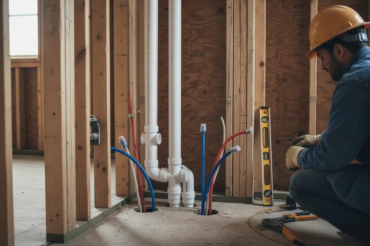 Drain and supply rough-in during Leak Detection in Yonkers